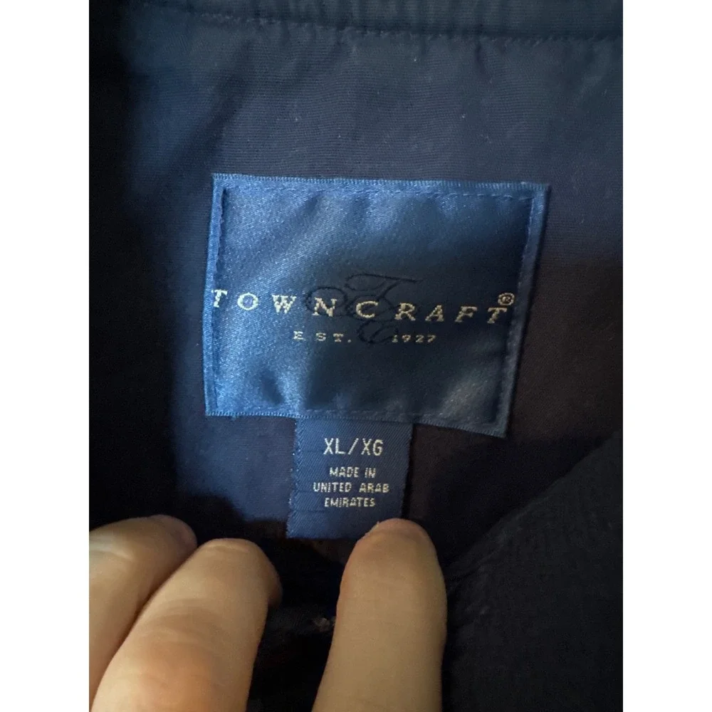 Towncraft Mens Navy Blue Bomber Jacket XL Full Zip Lightweight Windbreaker Coat